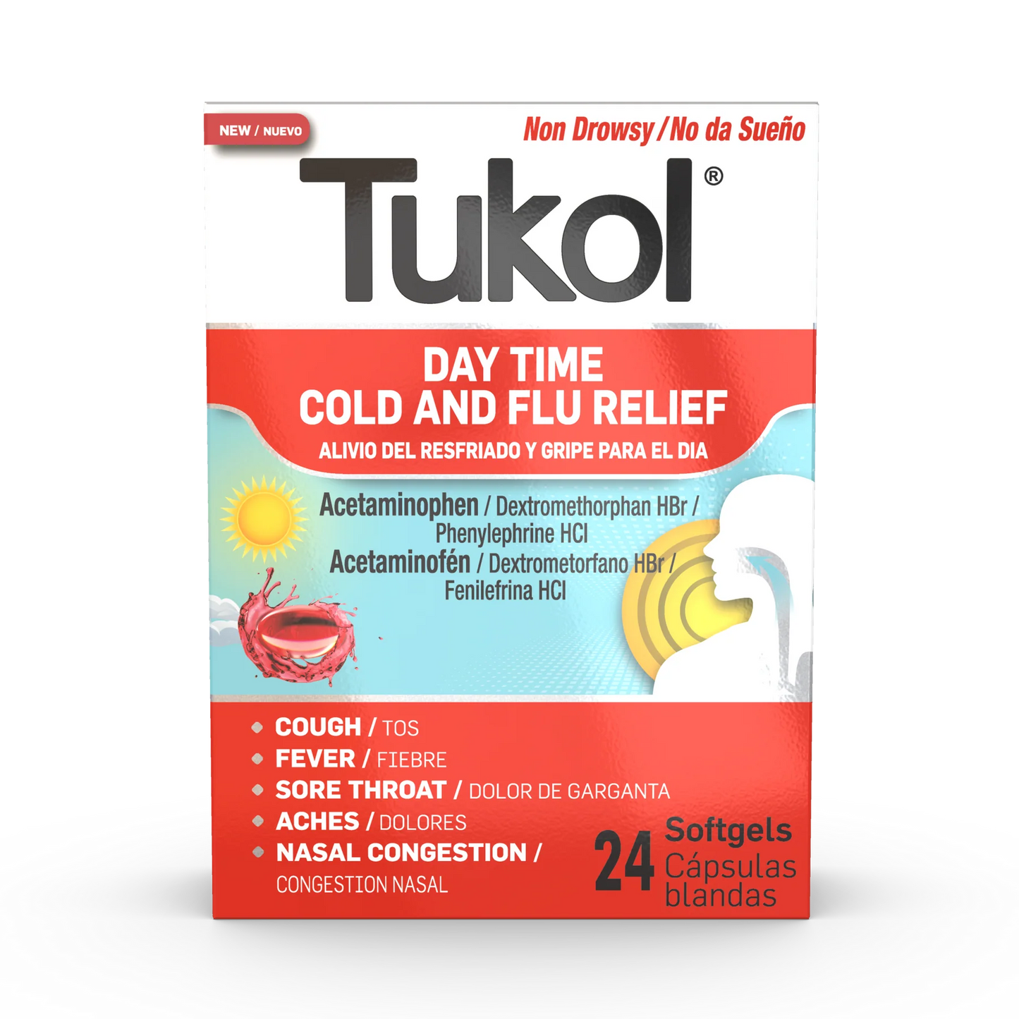 Tukol Cold  and Flu Relief  24 softgels day time