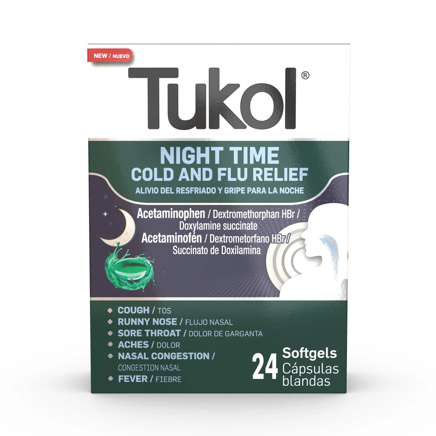 TUKOL • COLD & FLU NIGHTTIME SOFTGELS • 24 CT