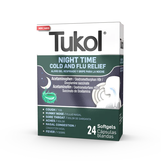 TUKOL • COLD & FLU NIGHTTIME SOFTGELS • 24 CT