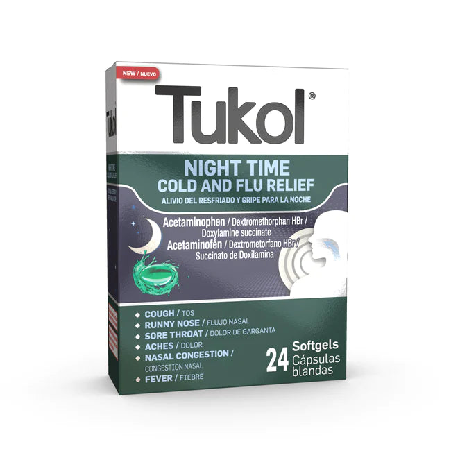 TUKOL • COLD & FLU NIGHTTIME SOFTGELS • 24 CT