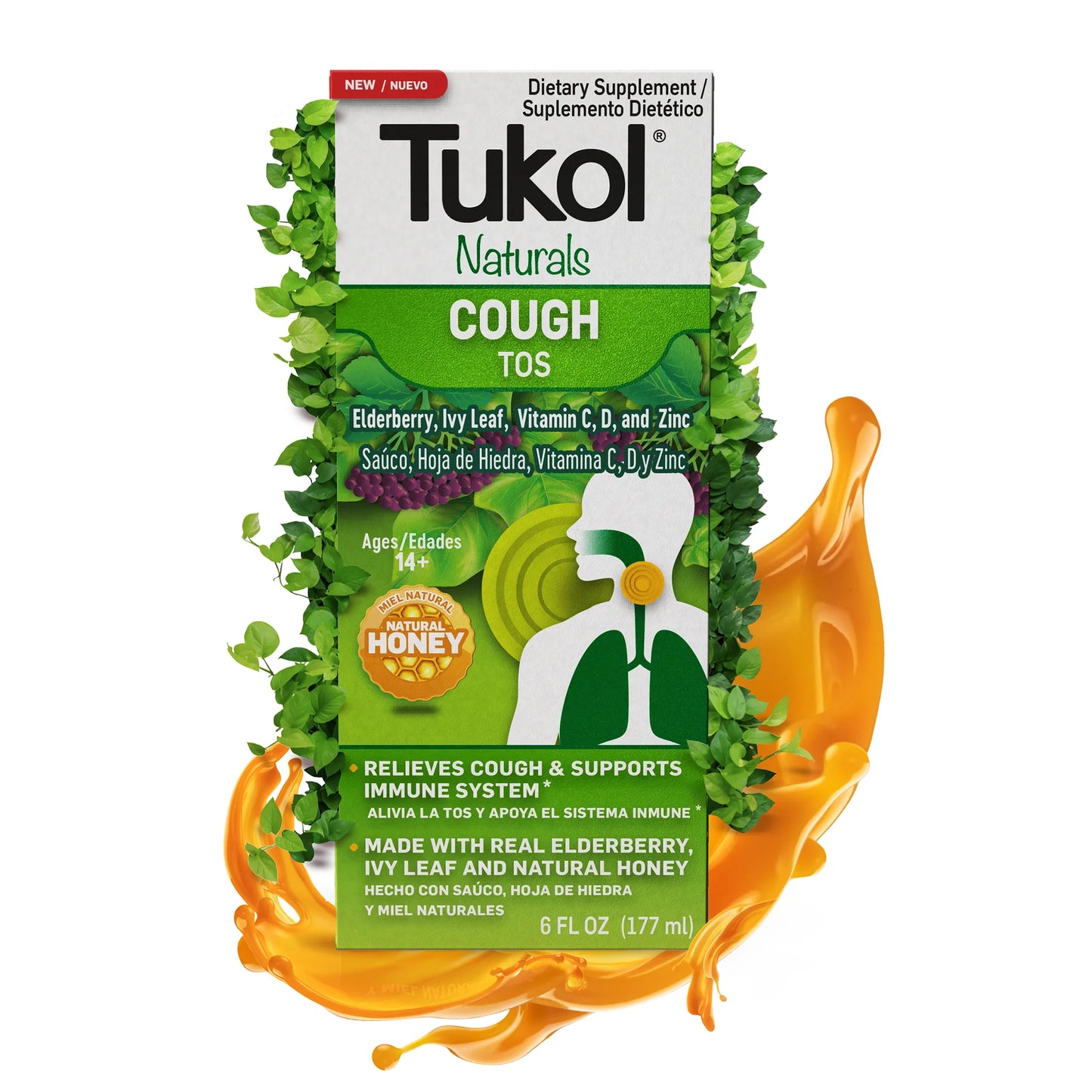 Tukol Naturals Liquid Cough Syrup, Infused With Pure Honey, 6 Oz.